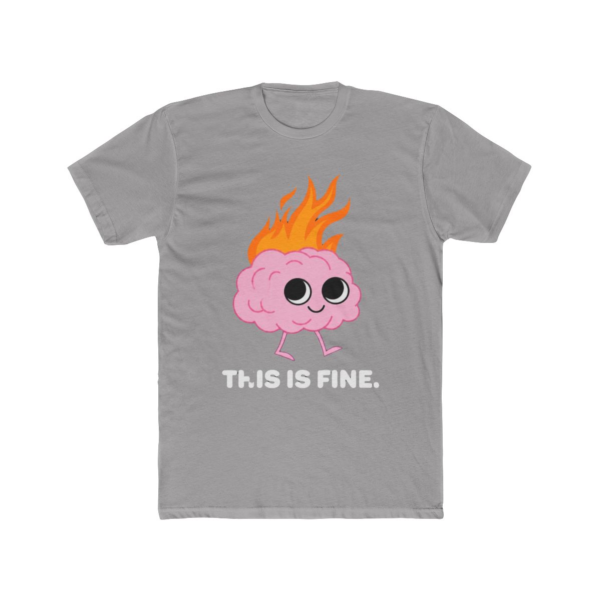 Instant Message This Is Fine Brain Fire Short Sleeve Graphic T Shirt - Navy - Small | Small Brained American