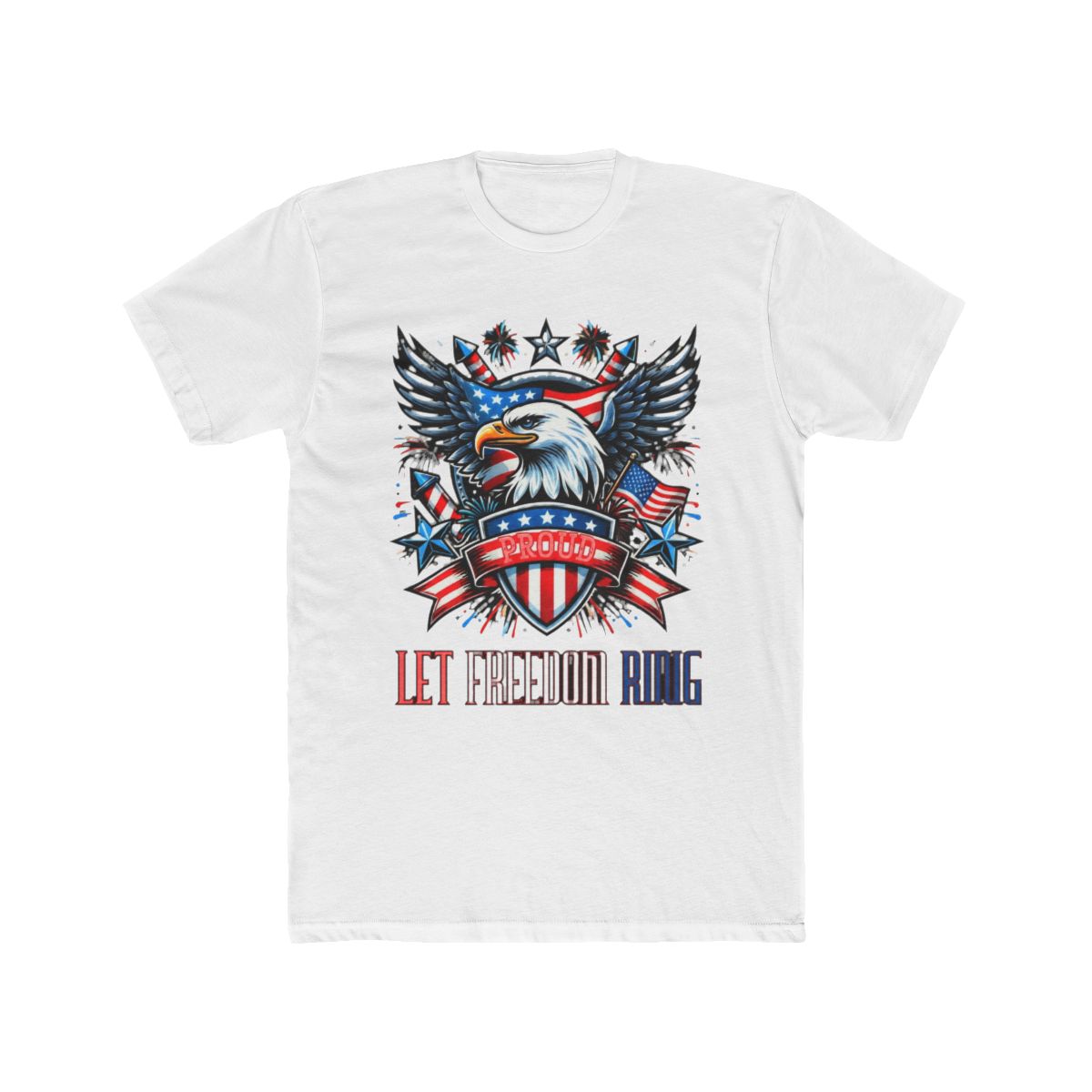 Proud American Eagle Let Freedom Ring Patriotic Design Small Black T Shirt | Small Brained American - Official t-shirts merchandise